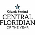 Orlando Sentinel Central Floridian of the Year logo features a blue star above the text in bold black letters.